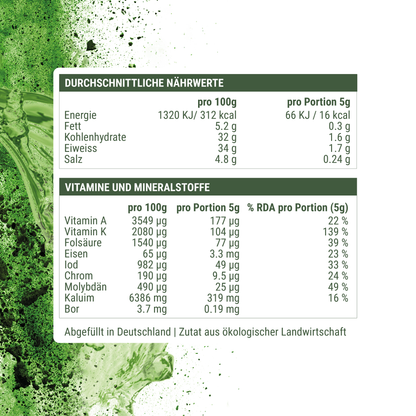 Bio Gerstengrassaftpulver Nährwertangaben