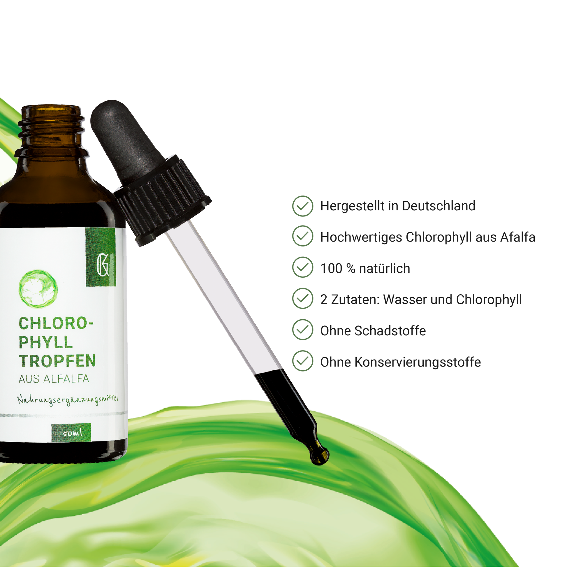 Chlorophylltropfen aus Alfalfa 3erSet  Bulletpoints
