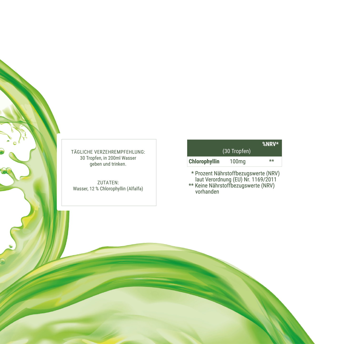 Chlorophylltropfen aus Alfalfa Nährwerte