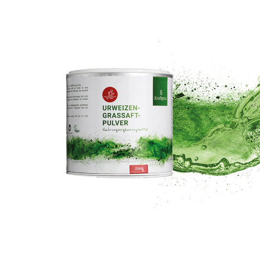 Combinaison de poudre de jus d'herbe de blé ancienne biologique + poudre de jus d'herbe d'orge