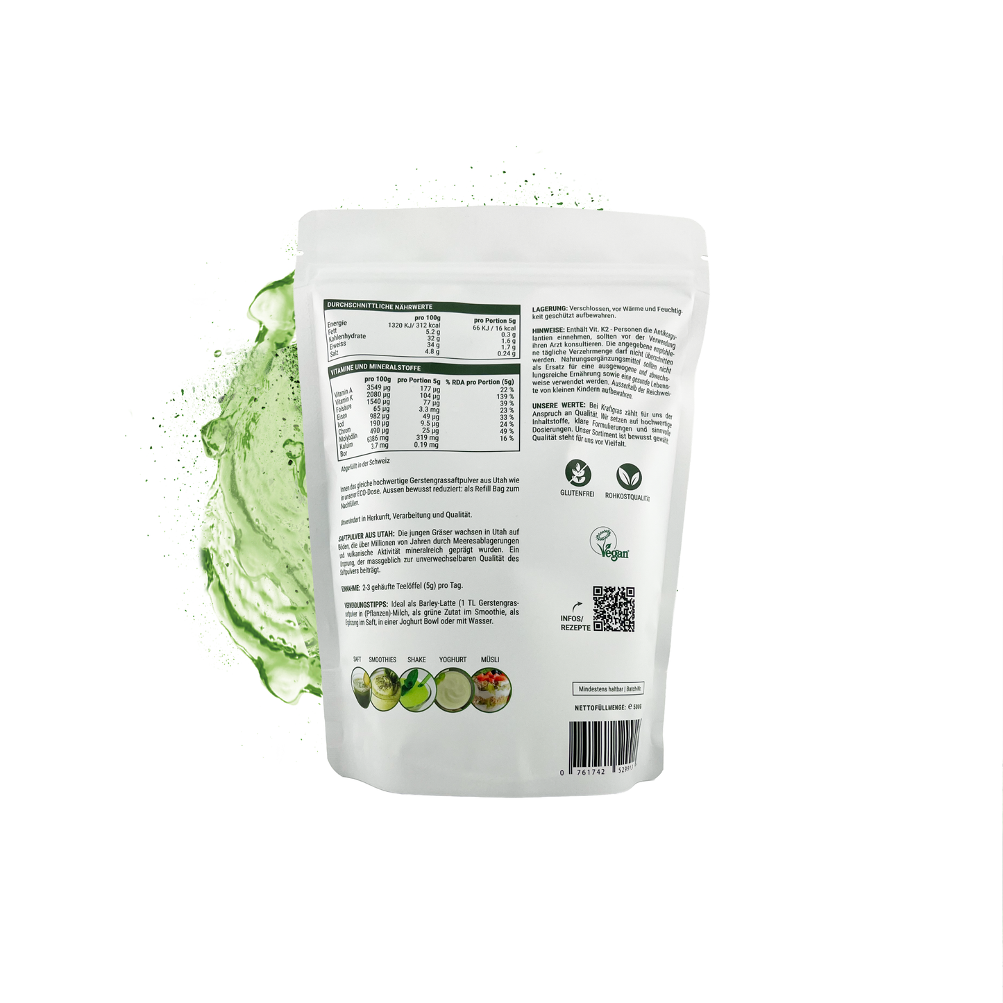 Sachet de recharge Poudre de jus d'herbe d'orge